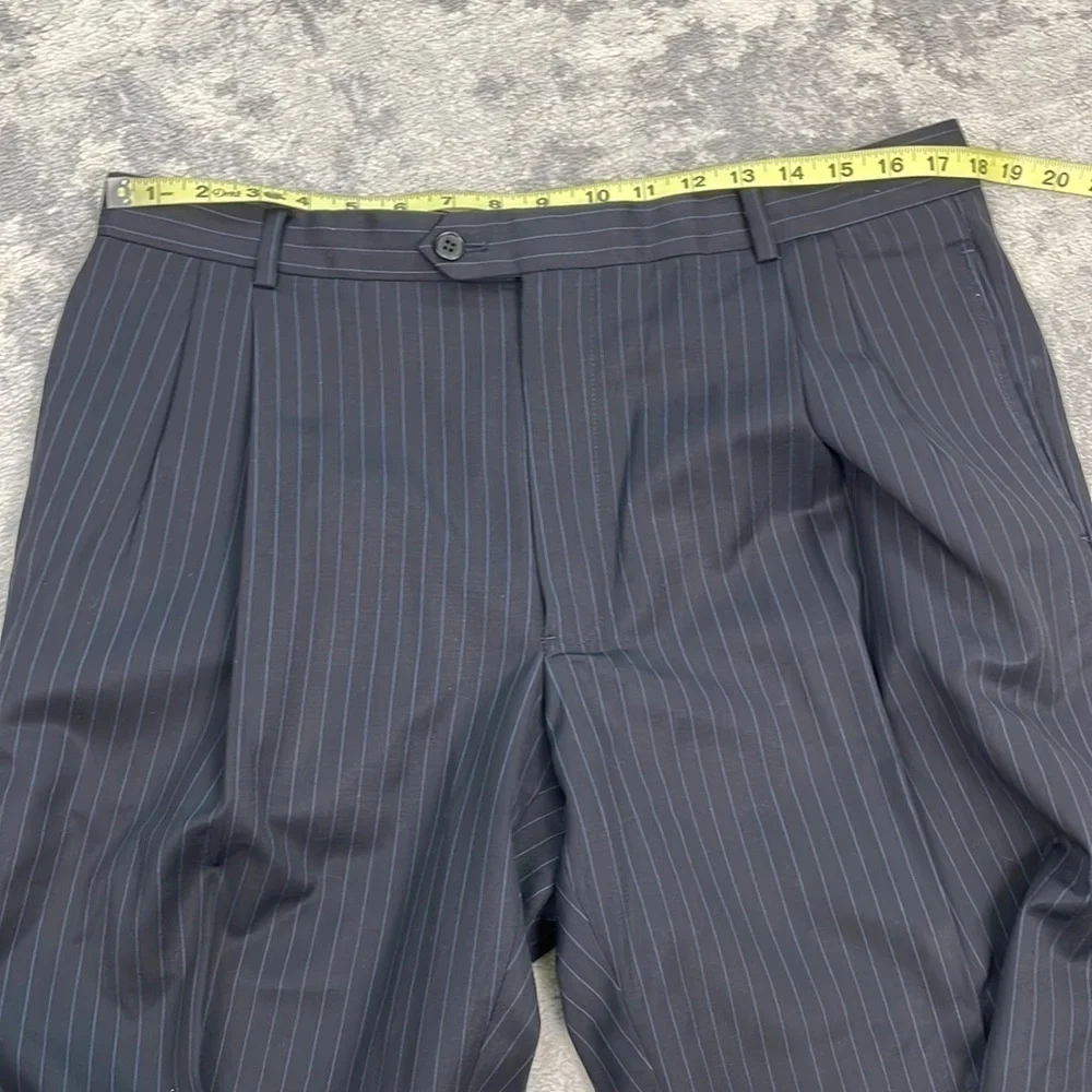 Joseph Abboud Black Pinstripe Suit Business Formal Wool Sz 42S Jacket 36 Pants